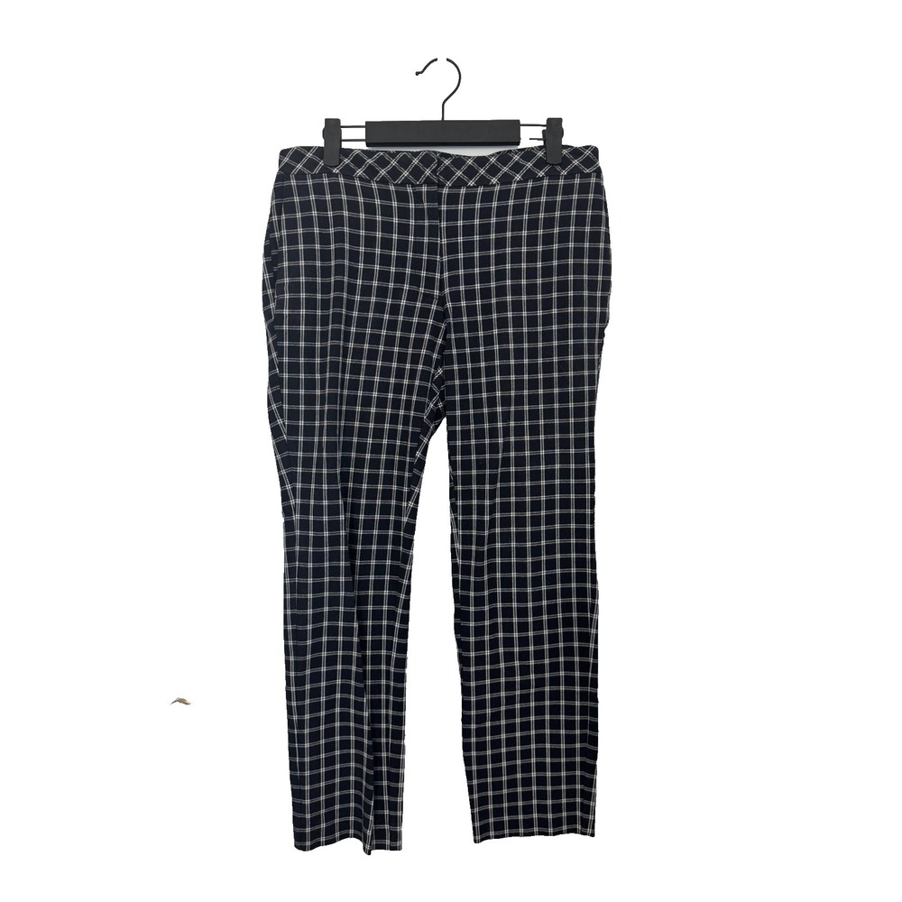 J.Jill Premium Bi Stretch‎ Plaid Pants Women's 6 Black White Dress Work Classic